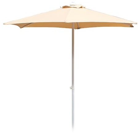 Sonnenschirm 240 cm Terrassenschirm aus Aluminium, Marktschirm, Gartenschirm mit 6 Streben und höhenverstellbar, belüfteter Strandschirm für Balkon, Pool, Khaki