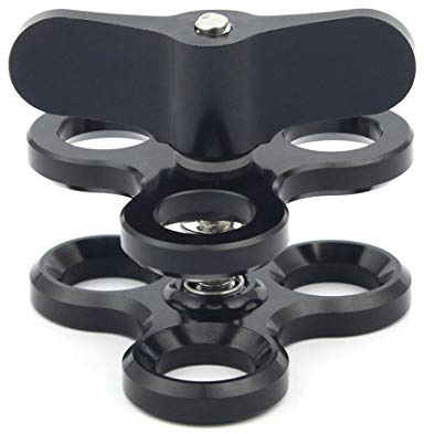 CS PRIORITY Triple Ball Clamp 3 Holes Underwater Arm Diving Bracket Butterfly Clip Clamp for Diving Underwater Photography Accessories (Black)