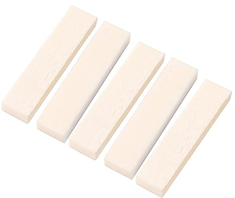 Gitarrensattel aus Knochen Gl600 5 Stück Rohlinge 39x9x5 Mm | Beige, für Ukulele und Banjo, Standardmäßige Intonation und Leistung, Passend als Zubehör für Musikinstrumente