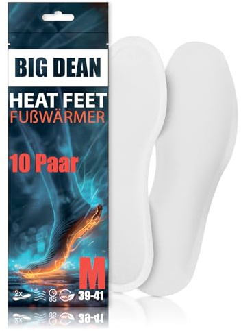 BigDean Fußwärmer – Sohlenwärmer für Schuhgröße 8h Wärme