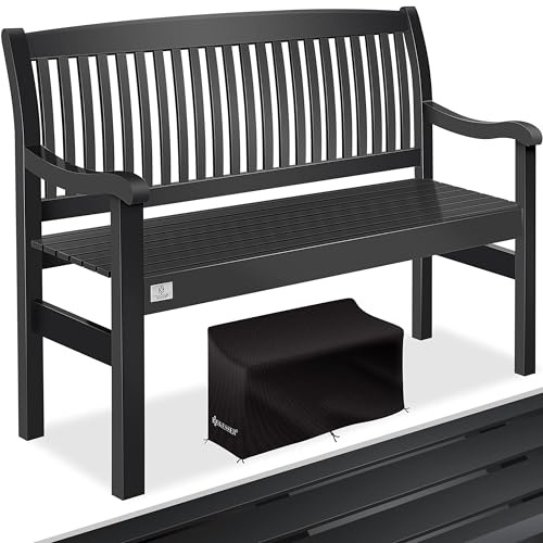 KESSER® Trädgårdsbänk, trä, väderbeständig, 125 cm, träbänk, trädgård, 2–3-sits, sittbänk utomhus, balkongbänk av massivt trä, parkbänk 320 kg kan belastas för trädgård, terrass och balkong inkl