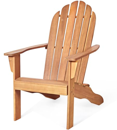 FANTASK Adirondack Chaise de Jardin en Bois d'acacia Charge Max. 160 kg Noir 69 x 88 x 103 cm