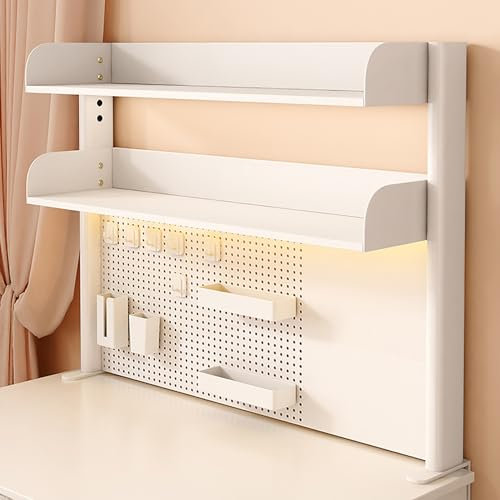 Modern Heavy Duty Desktop Clamp on nizer Shelf with Extender and Side Table Bianco 100x95cm