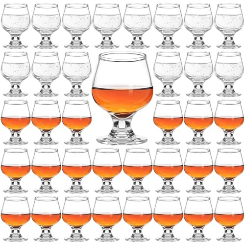 Sabary 36 Pcs Small Brandy Snifters 1.75 oz Mini Cute Shot Glasses Wine Snifters Brandy Cognac Port Tequila Glasses for Whiskey Juice Vodka Sherry Champagne Beer