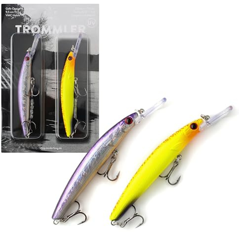 Zanderfang TROMMLER Wobbler 9,5 cm – Zander & Barsch Wobbler | Tieflaufend 1–3 m • Rassel & Vibration • langsam auftreibend • VMC Haken