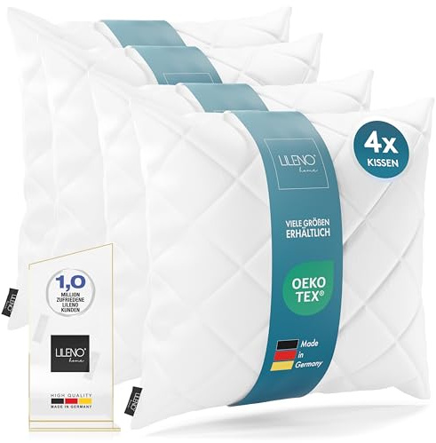 LILENO HOME Set di 4 cuscini da 50 x 50 cm – Cuscino interno lavabile a 95 °C, adatto per chi soffre di allergie, cuscino in poliestere, cuscino da divano, cuscino da cocktail e cuscino
