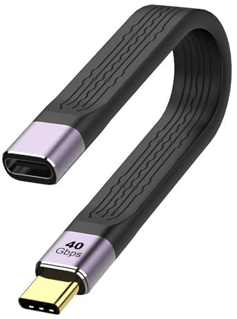 40Gbps Cable Plano USBC a USB-C Corto Transferencia Rápido de Datos PD 100W Cable TipoC Hembra vers Tipo C Macho Carga Rápida para Samsung Galaxy S24 S23 iPhone 16 Pro Max MacBook Air Pro SSD Sandisk