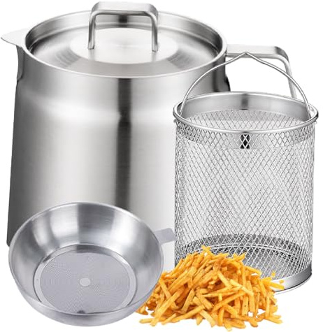 2L Oil Strainer Pot,304 Stainless Steel Oil Filter Pot,Stainless Steel Oil Filter Pot with Lid and Fine Mesh Strainer Container Can,for Storing Frying Cooking Grease