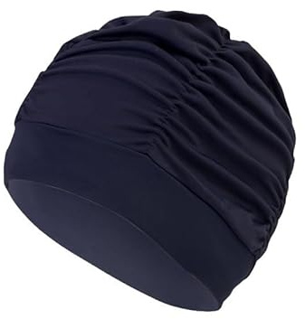 GNALIA Lot de 2 Bonnets de Bain Élastique, Bonnet de Natation en Tissu Polyester Confortable, Cagoule Piscine Élégante pour Cheveux Longs Femme Homme Enfant