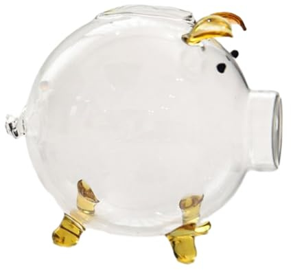 Salvadanaio trasparente a forma di maiale in vetro per Living Toom, da tavolo, S