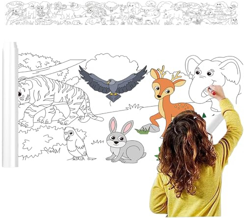 Sikweny 3M Rollo Papel Pintar Niños Papel Continuo Blanco Acuarela Pintura con Libros Agua Para Niños Pequeños Libro Para Colorear Acuarela Escolar Bloc Encolado Rollo Dibujo Set Creativa DIY Dibujo