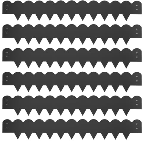 MIUKYUI Set di 6 bordi per prato flessibili, in lamiera di acciaio inossidabile, resistente alle intemperie, per separare prati e aiuole, pronto all'uso (nero)