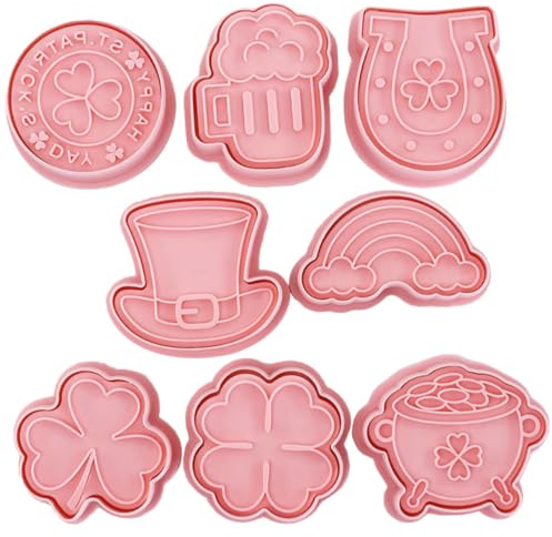FIXOSHEE Lot de 8 Moules à Biscuits de Trèfle à 3 Feuilles, Acier Inoxydable, pour Pâtisserie Diy, Cuisson de Biscuits, Fondant et Chocolat, Fête Saint-patrick