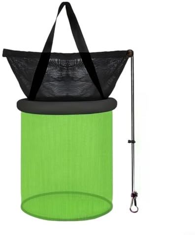 MoSundi Cestino da pesca galleggiante portatile pieghevole in nylon con anello in schiuma da 25 cm e corda (B-nylon)