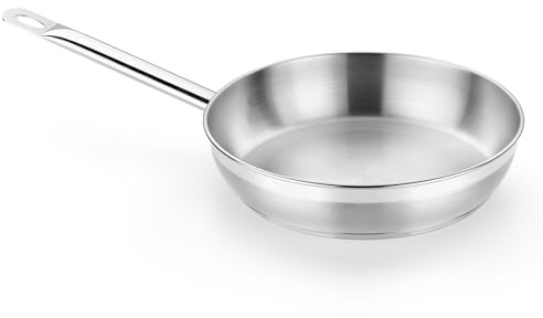 BRA A121612 Profesional Sartén, 24 cm, Acero Inoxidable, 18/10, Triple Fondo difusor sin Antiadherente, Full Induction, Mango ergonómico, Plateado