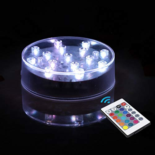 LARDUX Rechargeable LED Light Base with Remote - 4 Inches Round LED Light Display Pedestal Multicolor Light for Vase Crystal Art Home Party Table Wedding Centerpiece Decoration