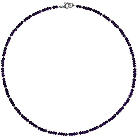I-be, Amethyst 3mm facettiert Collier/Kette, 925 Sterling Silber Karabinerverschluss, im Geschenketui 4403/42