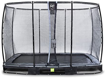 EXIT Toys Elegant Premium Rectangular Bodentrampolin - 214x366cm - Deluxe Sicherheitsnetz - Lange Federn - Rostfrei - Einfache Montage - Luxury Finish - Inground Trampolin Garten - Schwarz