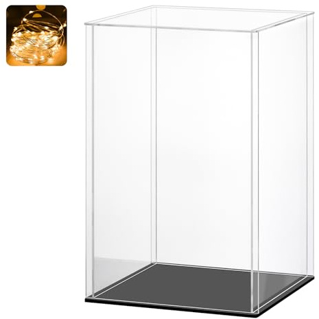 Huijintao Vitrine Acrylique, Vitrine Exposition Transparent, Vitrine Figurine, Vitrine pour Collection, vitrine Voiture Miniature pour Figurines, Jouets, Objets de Collection, Noir (15x15x25 cm)