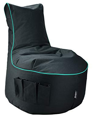 BuBiBag Maverick Gaming Sitzsack | Ausgang | Seitentaschen für Controller | Ergonomisches Design | Entertainment Gamer Sessel (Saphir türkis)