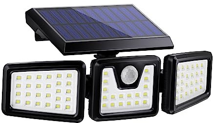 KIBTOY Solar Sensor Outdoor Bright Light Easy to Install, Security Light with 360° Wide Lighting Angle IP65 Waterproof for Front Door,Pathway,Yard,Garage