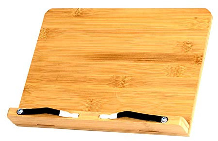 Buchtellerständer, Bambus, Buchständer, 5 Typen, verstellbar, Schreibtisch-Bücherständer, Notenständer, verstellbarer Schreibtisch-Ständer mit Seitenhalterungen (mittel)