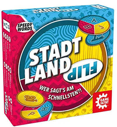 Stadt Land Flip, das superschnelle Wortspiel für Freunde und Familie, Spiel für Kinder ab 8 Jahren, Reisespiel in der praktischen Kartonbox, Speedy Words