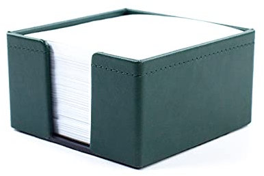 DELMON VARONE - Zettelkasten aus veganem Kunstleder Grün - Zettelbox inkl. 500 Blatt Papier - Notizzettelbox in für Schreibtisch & Büro - Notizzettel Box zum Notieren von Gedanken, Ideen & Notizen