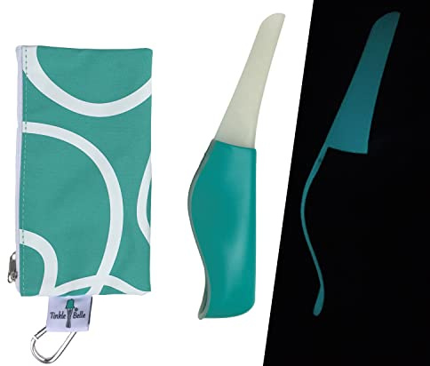 Urinoir féminin portable Tinkle Belle avec étui - brille dans le noir - Urinez debout et restez entièrement habillé - Facile et réutilisable - Randonnée, voyage, concerts, festivals, toilettes sales
