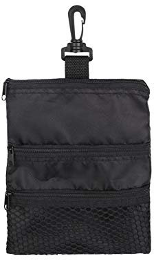 Agatige Golf Tee Pouch, Tragbare Golfball Handtasche Multi-Pocket Schwarz Reißverschluss Handtasche Tasche