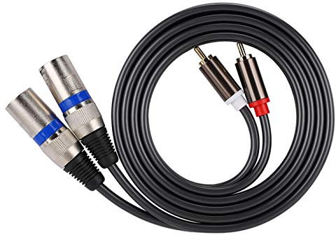 Kuuleyn Cavo adattatore audio maschio Cavo patch Cavo in PVC a doppia fila, 1,5 M per RCA Maschio a XLR Cavo adattatore audio maschio Cavo patch Cavo in PVC a doppia fila