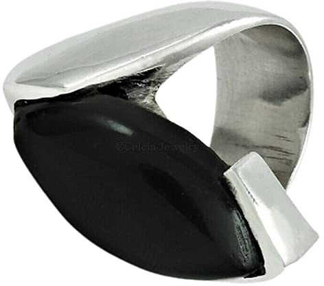 schwarzer Onyx Bandring, 925er Sterlingsilber, handgefertigter Unisex-Designerschmuck, Statement Ringe, Ehering, Geburtstagsgeschenk, Vater-Mutter-Geschenk, Geschenk Herren und Damen (schwarzer Onyx)