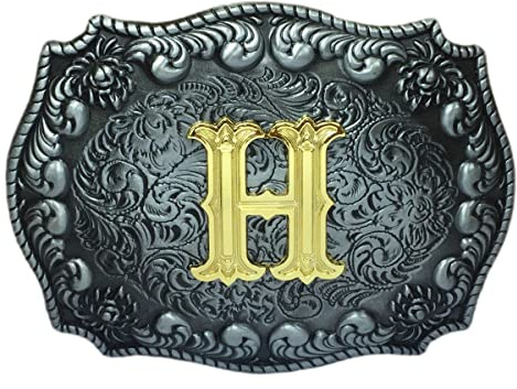 COOLLA Gürtelschnalle für Herren - Initialbuchstaben ABCDEFG bis Z Western Rodeo Texas Cowboy große Gürtelschnallen, h, 9 cm