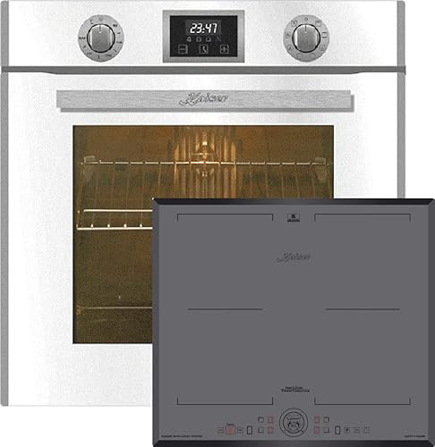 Kaiser Küchengeräte Backofen-Set EH 6326 W+KCT 6730 FIG, Elektro Einbau Backofen, Autark, 79L, 10 Funktionen+ Flex Einbau Induktions- Kochfeld 60 cm, Autark, Power Slide, graues Glas