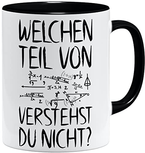 OM3® Welchen Teil von verstehst du Nicht Tasse mit Spruch Mathe - Keramik Becher - 11oz 325ml - Beidseitig Bedruckt - Schwarz