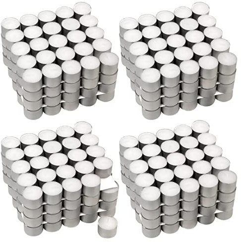 Teelichter weiß mit Alutellerchen 100/200/400/600 8 Stunden Brenndauer Parfümfrei Kerzenofen (400)