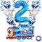 Weenkeey 2 años Tren Globos de Cumpleaños Globo de Tren Decoración de 2 años Cumpleaños Globo de Número 2 de Tren Gigante para Fiesta de Ferrocarril Decoración de Cumpleaños de Niños – Azul