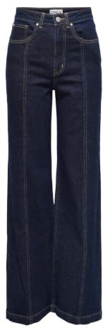 ONLY Jeans de Pierna Ancha para Mujer, Azul Vaquero Oscuro, 30W / 32L