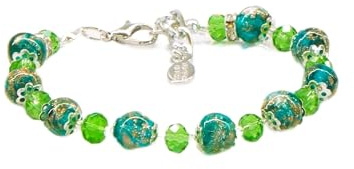 Sospiri Venezia - Bracelet pour Femme avec 9 Perles de Verre de Murano et 10 Cristaux de Bohême, Bracelet Original, Bijou Idéal comme Cadeau, Fabriqué en Italie avec Certificat
