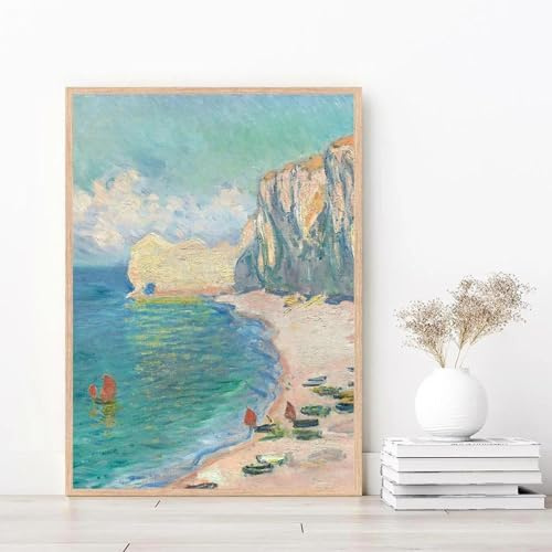 FOKTMS Monet Klassisches Wasserlilien-Poster, abstrakte Landschaft, Impressionismus, Leinwandgemälde, nordische Wandkunst für moderne Raumdekoration, 50 x 70 cm, ohne Rahmen