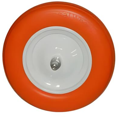 Ruota Carriola Antiforo con Cerchio in Ferro e Cuscinetti a Sfera - Battistrada in Poliuretano per Carrelli a Mano, Carriola, Carrello di Trasporto, Scooter. (mozzo mm 150 - asse lungo mm 210)