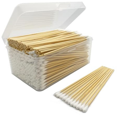 6 inch Long Cotton Swabs in Storage Box 500PCS,Bamboo Sticks & Highly Absorbent Tipped Applicators for Makeup, Gun Cleaning, Pet Care