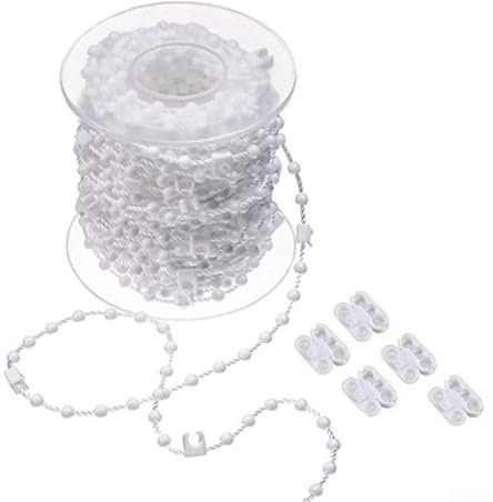 EXTRWORY Vertical Blind Bottom Chain Cord for Shutter and Curtains,Blinds Set Accessories, White, 20 Meters Bead Buckle 5 Cloth (89mm)