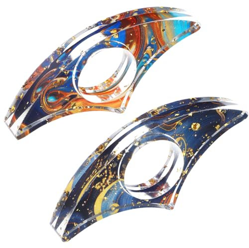 JIEYAO Lot de 2 supports de page de livre pour la lecture, anneaux de pouce esthétiques en résine faits à la main, marque-pages scintillants faits à la main, accessoires de lecture personnalisés pour