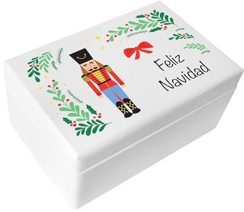 Creative DECO Blanca Caja Regalo para Navidad Personalizado - Cascanueces | Regalo Original de Madera | Texto Personalizada Deseado Idea de Regalos Navideños | Para Mujeres, Hombres