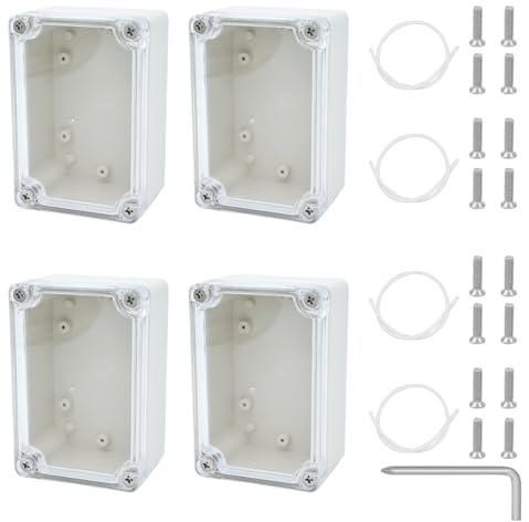 DAIRYCOF abzweigdose wasserdicht 4 Stk Kunststoffgehäuse 100 * 68 * 50mm abzweigdose schwarz Ip65 Wasserdicht Abzweigdosen Wetterfeste (Transparent, 100 * 68 * 50mm)