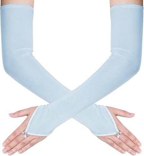 Theaque Damen Lange fingerlose durchsichtige Handschuhe Tüll Mesh Handschuhe für Hochzeit Braut Oper Party Halloween Kostüm