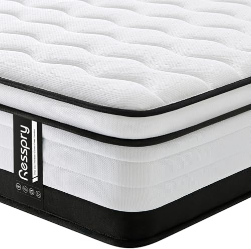 Resspry Single Mattress 3FT, 10.6 Inch Memory Foam Sprung Mattress, Pressure Relieving and Cooling for Pure Comfort, Supportive Medium Firm Hybrid Mattresses, Eternal Collection (90x190x27cm)