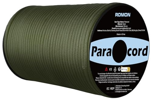 Romon Paracord 4mm, 100M Paracord Schnüre Seil 9 Kern-Strängen Paracord Bänder, Schnur Reissfest Seil Sonnensegel, Nylon Paracord Survival Paracord Reepschnur für Outdoor Survival Camping, Armeegrün