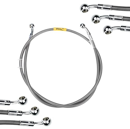 Universeller hydraulischer Motorrad-Bremsschlauch silberfarben brake hose, 40-240cm 28°-28° feste Armaturen Edelstahl-Geflechtschlauch für Motorräder ATVs Dirt Bikes und Straßenrennfahrer (600mm)